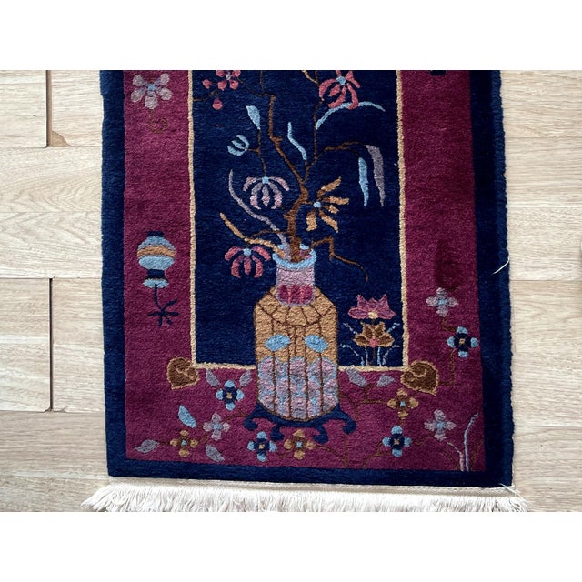 Antique 1920s Art Deco Chinese Rug 2.1' X 4.3' (64cm X 131cm) For Sale In New York - Image 6 of 9