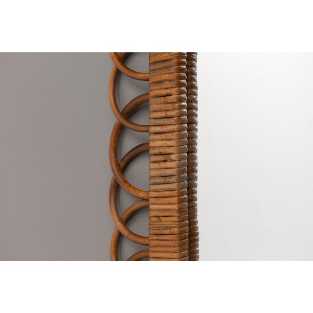 1980s Bamboo Oval Mirror, 1980 For Sale - Image 5 of 7