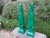 Hollywood Regency Pair of Large 1970s Carved Wood Faux Malachite Obelisks For Sale - Image 3 of 12