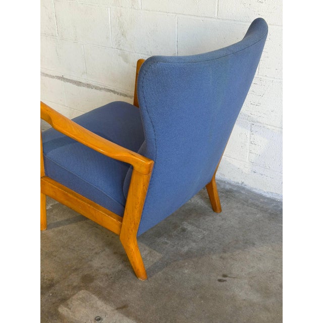 Blue Upholstered Beechwood Lounge Chair Danish Mid-Century Modern 1960s For Sale - Image 10 of 10