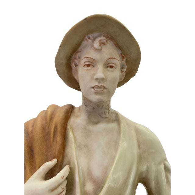 Olive Royal Dux Porcelain Harvest Figurines — A Pair For Sale - Image 8 of 17