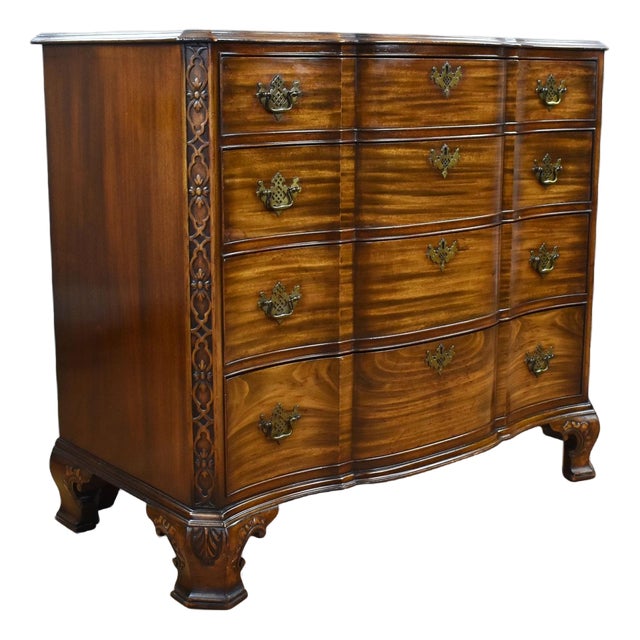 George III Style Waring and Gillow Mahogany Serpentine Chest of Drawers For Sale