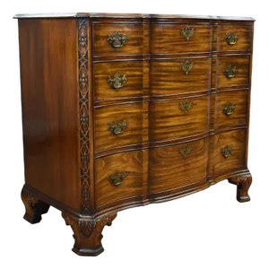 George III Style Waring and Gillow Mahogany Serpentine Chest of Drawers
