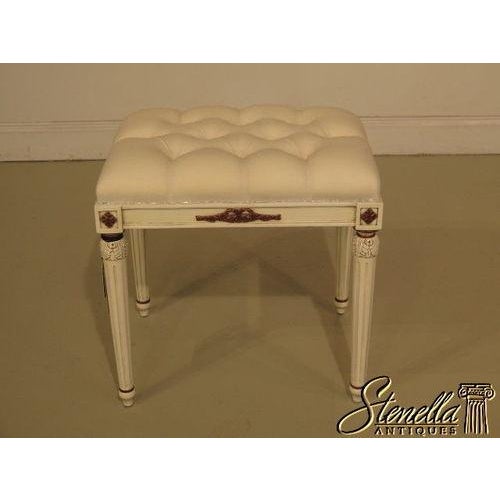 French French Louis XV Style Paint Decorared Stool Custom Upholstery For Sale - Image 3 of 9