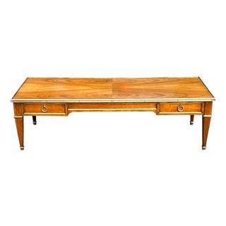 Mid 20th Century Walnut and Brass Mounted French Directoire Style Baker Coffee Table For Sale