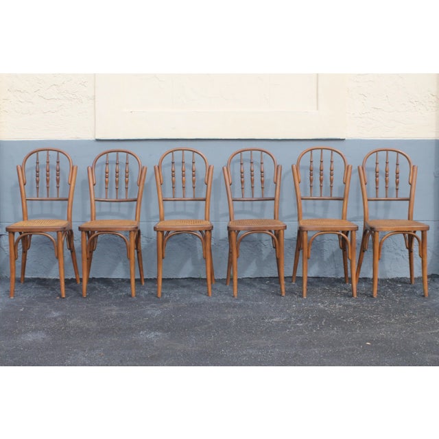 French C1940 Vintage French Style Caned Dining Chairs - S/ 6 For Sale - Image 3 of 11