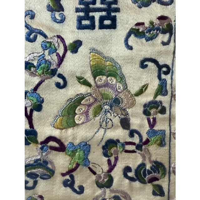 Antique Chinese Hand Embroidery Silk 1800's Ornate Qing Dynasty Needlepoint For Sale In New York - Image 6 of 10