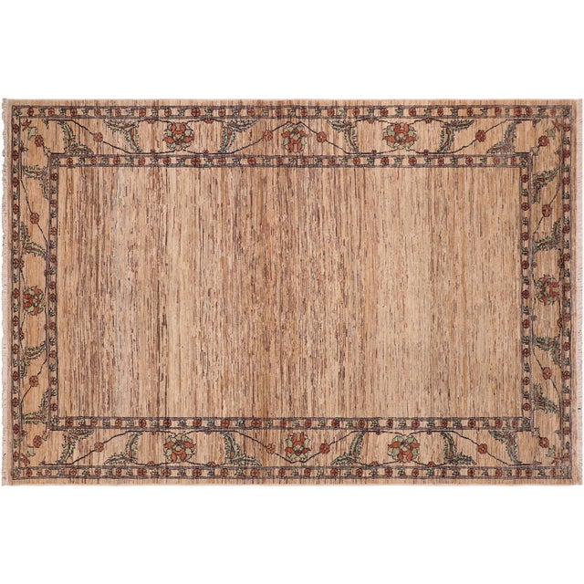 Boho Chic Gabbeh Beige/Rust Wool Rug - 6'1'' X 9'5'' For Sale - Image 9 of 10
