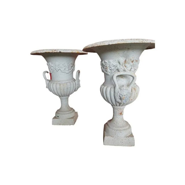 Iron Garden Medici Vases, 1950s, Set of 2 For Sale - Image 4 of 12