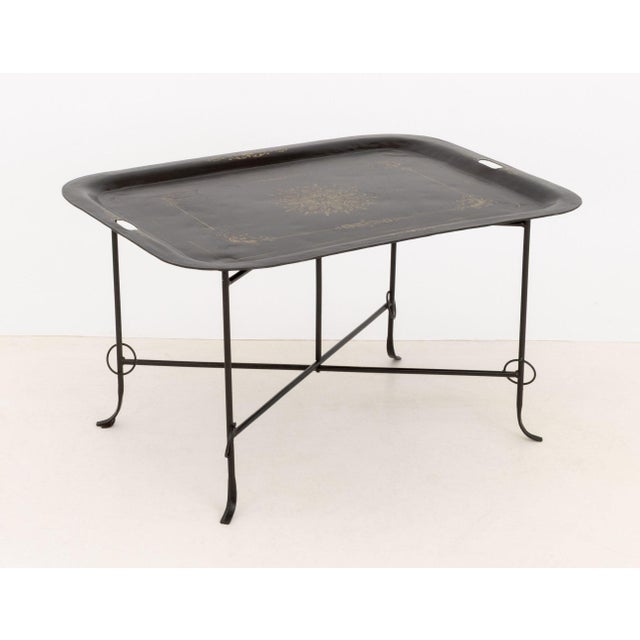 Vintage Tole Painted Tray Table For Sale - Image 9 of 10