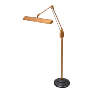 Vintage Dazor Industrial Modern Floating Tall Adjustable Metal Task Floor Lamp For Sale