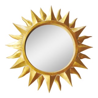 Italian Style Gilt Painted Sunburst Mirror For Sale