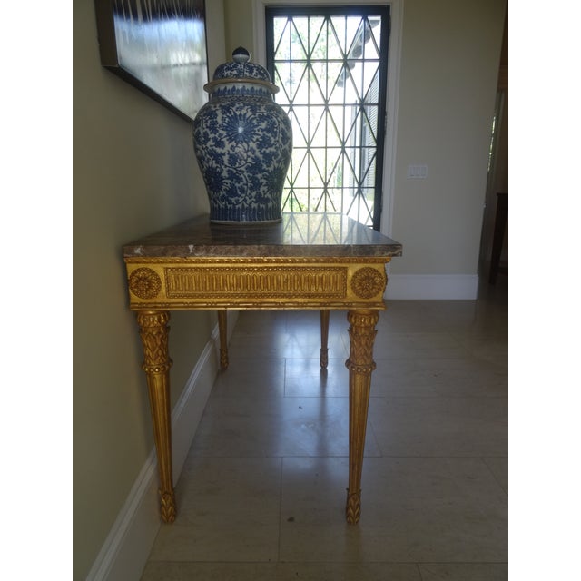 Early 20th Century Vintage Italian Neoclassical Gilt Wood Console For Sale - Image 5 of 10