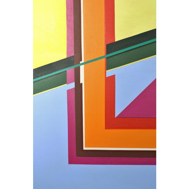 1960s Vintage Large Mid-Century Modern Colorful Hard Edge Acrylic Painting For Sale - Image 4 of 7