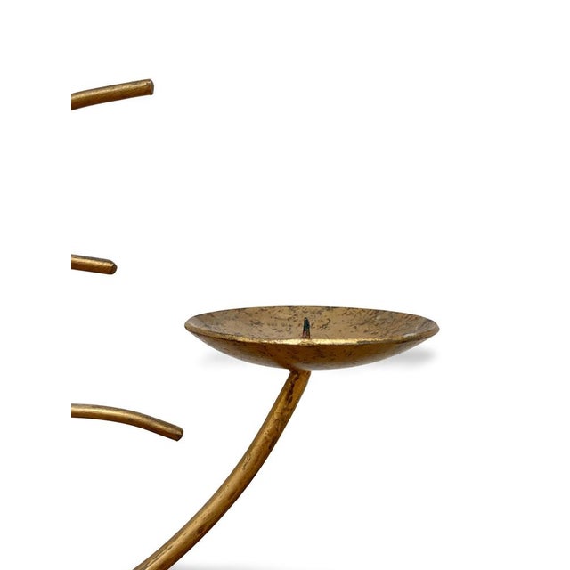 1960s Hollywood Regency Gold Metal Candleholder, 1960s For Sale - Image 5 of 10