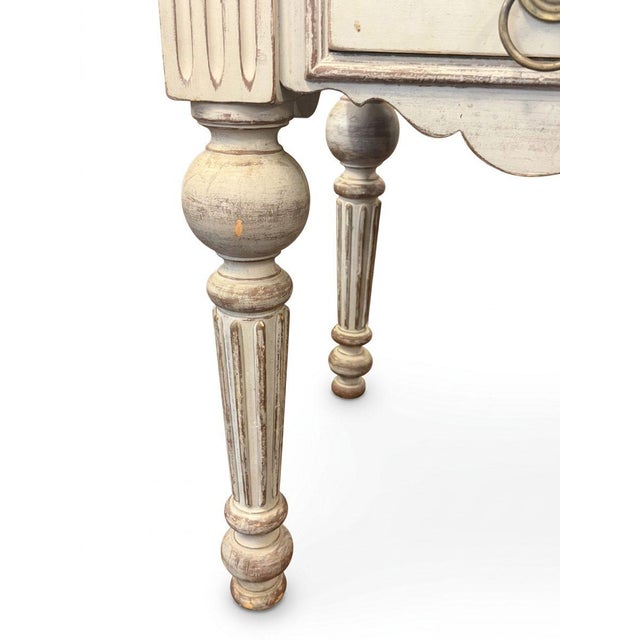 Dove Gray Early 20th Century French Provincial Butcher's Block With Brass Details For Sale - Image 8 of 18