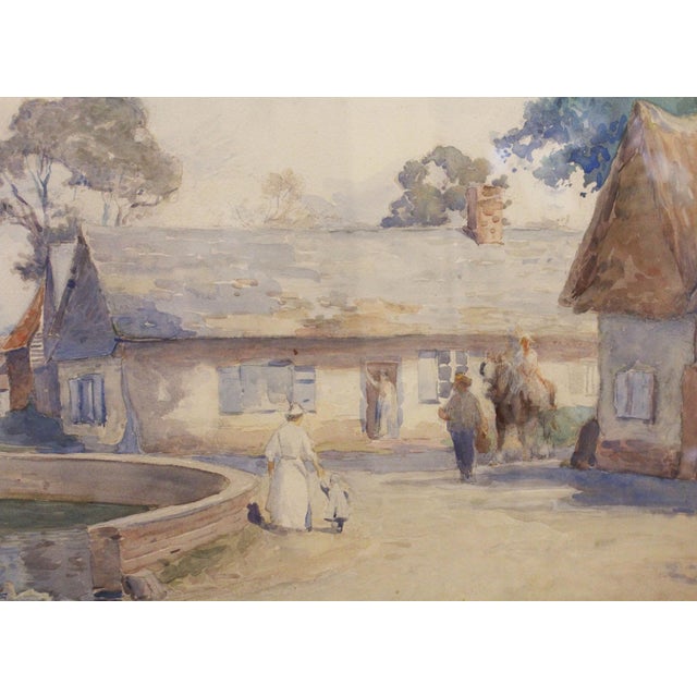 Circa 1914 English Village Scene in Watercolor by Max Ludby For Sale - Image 4 of 5
