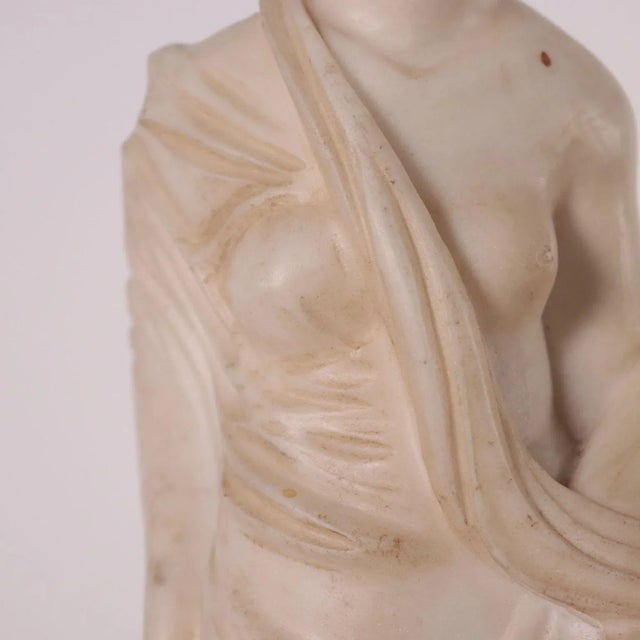Stone Sculpture of a Roman Matron in White Marble, Italy, 19th Century For Sale - Image 7 of 11