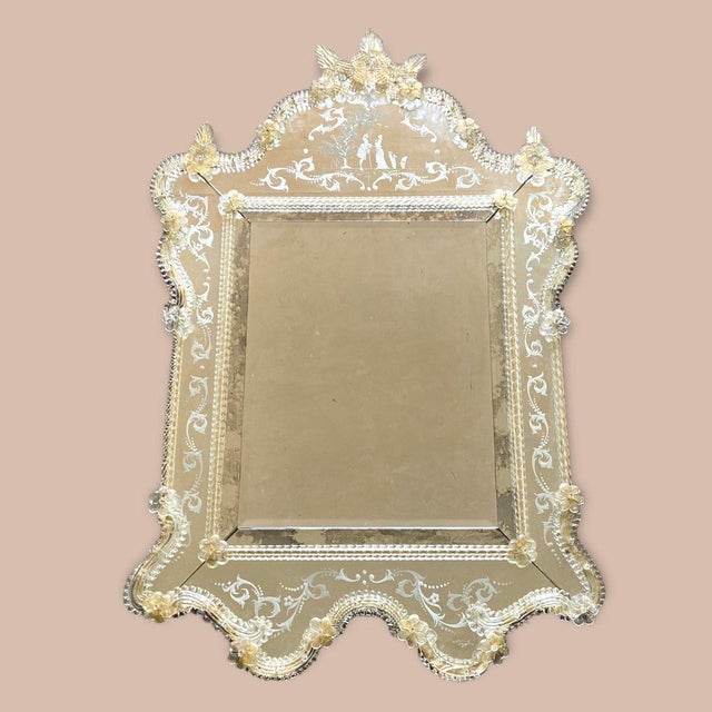 Large Venetian Murano Glass Wall Mirror, 1960s For Sale - Image 10 of 10