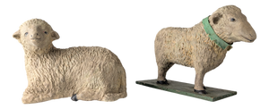Stucco Sheep Figures, Early 20th Century, Set of 2