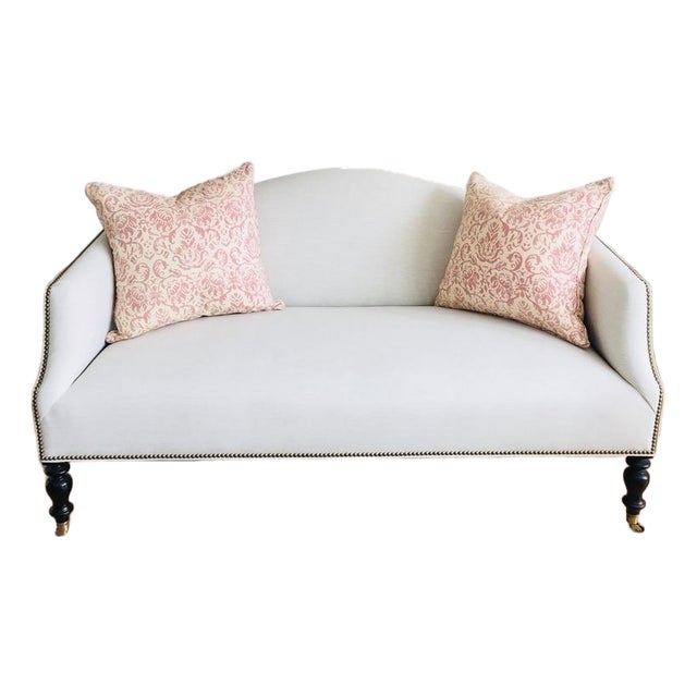 Custom English Style Upholstered Settee - Like New For Sale