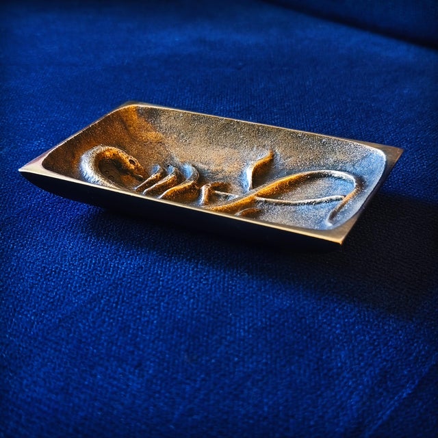 Brutalist Bronze Caduceus Ashtray and Trinket Tray by Alfieri Gardone for Lauterbach, France, 1960s For Sale - Image 16 of 18