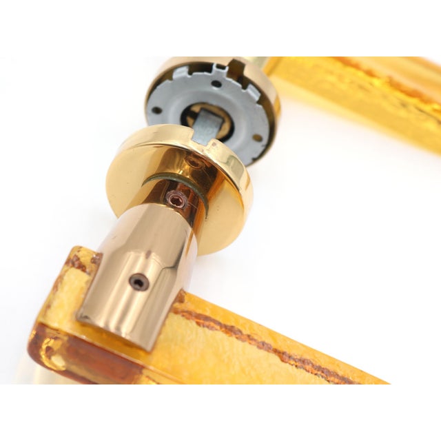 Mid 20th Century Mid Century European Orange Lucite Lever Door Set For Sale - Image 5 of 6