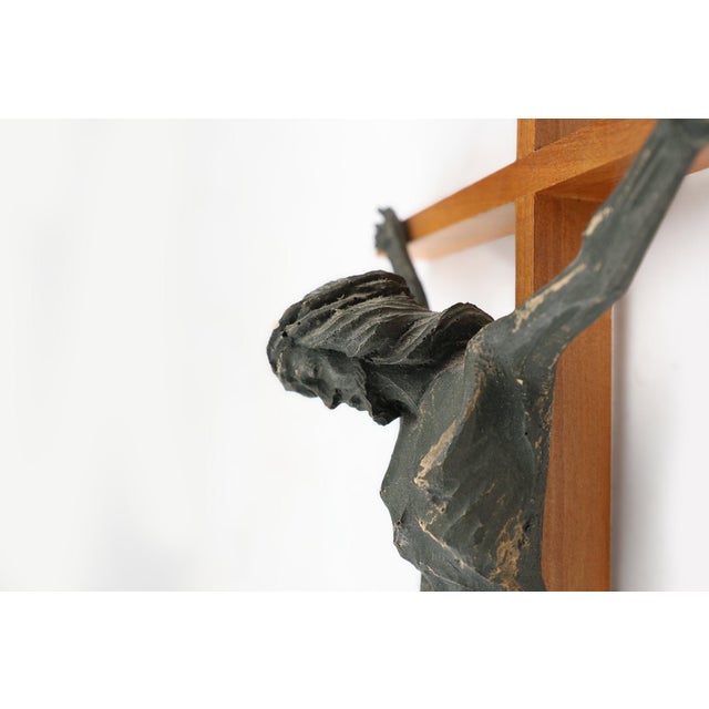 Wood Antique Realistic Wooden Crucifix, France, 1850 For Sale - Image 7 of 10