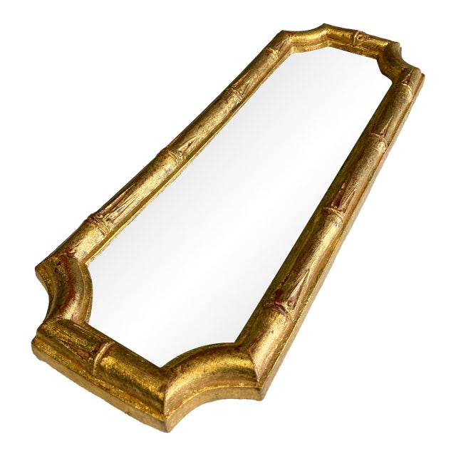 Vintage Italian Giltwood Bamboo Wall Mirror Florentia For Sale
