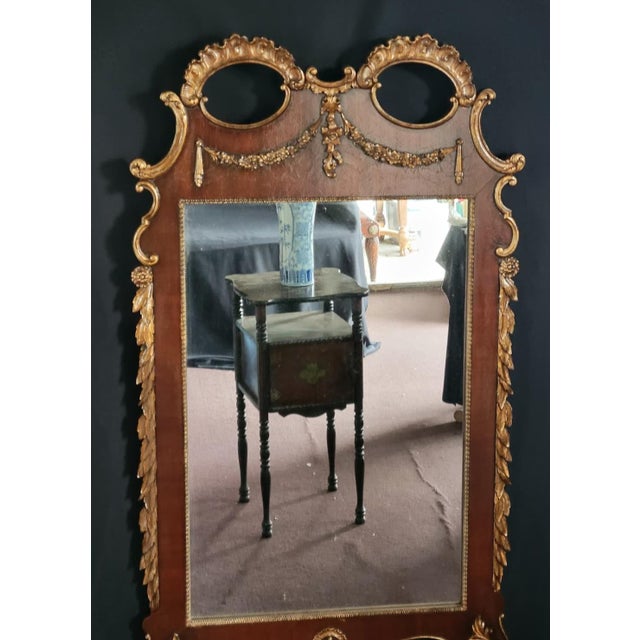 1900 French Gilded Carved Wood Wall Mirror Neoclassical Decorative For Sale - Image 4 of 12