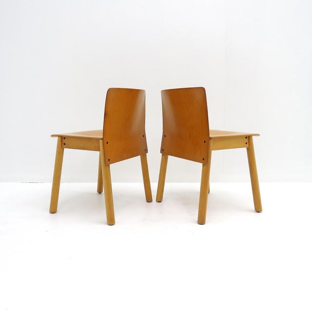 1980s Italian Plywood Dining Chairs in the Style of Scarpa, Italy, 1980 For Sale - Image 5 of 11