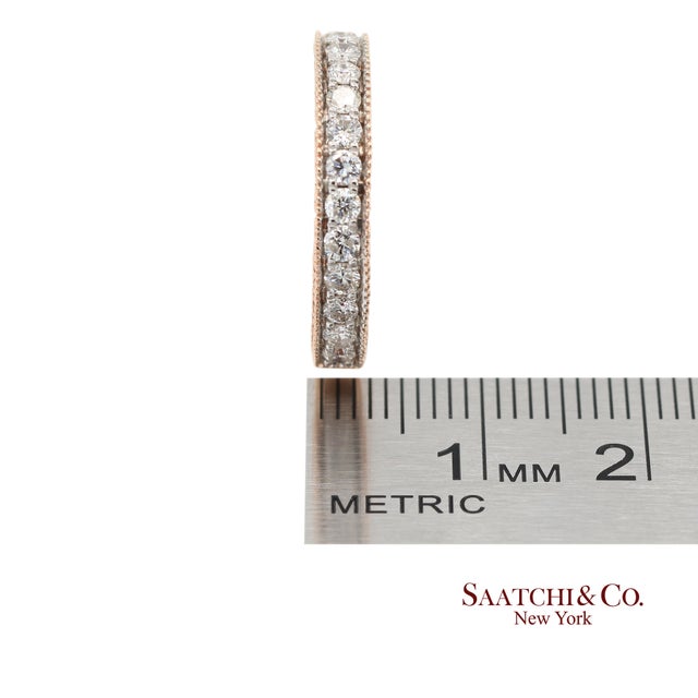 14k 585 Rose Gold Natural Diamond Milgrain Engraved Band Ring, Size 6.25 For Sale - Image 12 of 12