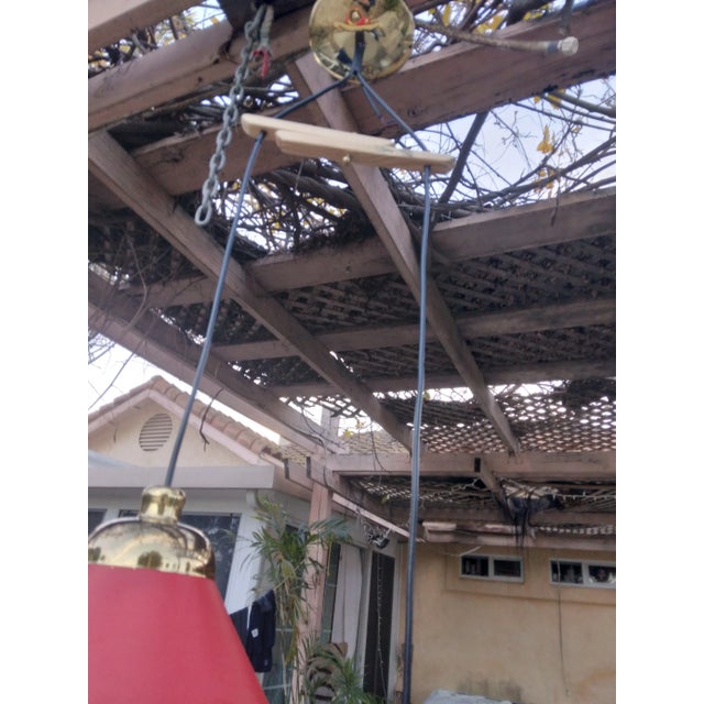 Mid-Century Modern 1980s Two Shade Brass and Steel Pendant Lamp For Sale - Image 3 of 10