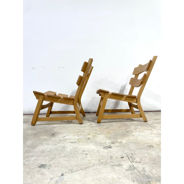 Pair of Dittmann & Co Brutalist Fireplace Oak Danish Modern Chairs For Sale - Image 4 of 10