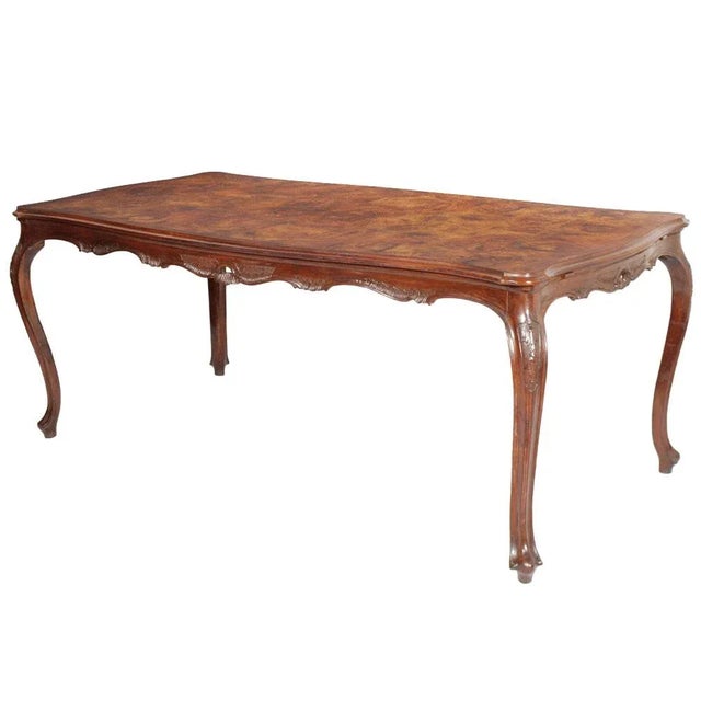 1920s Vintage Baroque Style Hand Carved Burl Walnut Dining Table from Bovolone, 1920s For Sale - Image 5 of 5