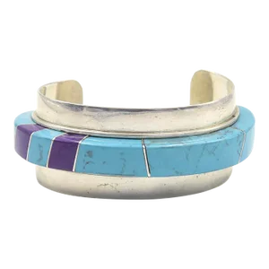 Mid 20th Century Modernist Jack Woolsey Turquoise & Jasper Sterling Silver Cuff Bracelet