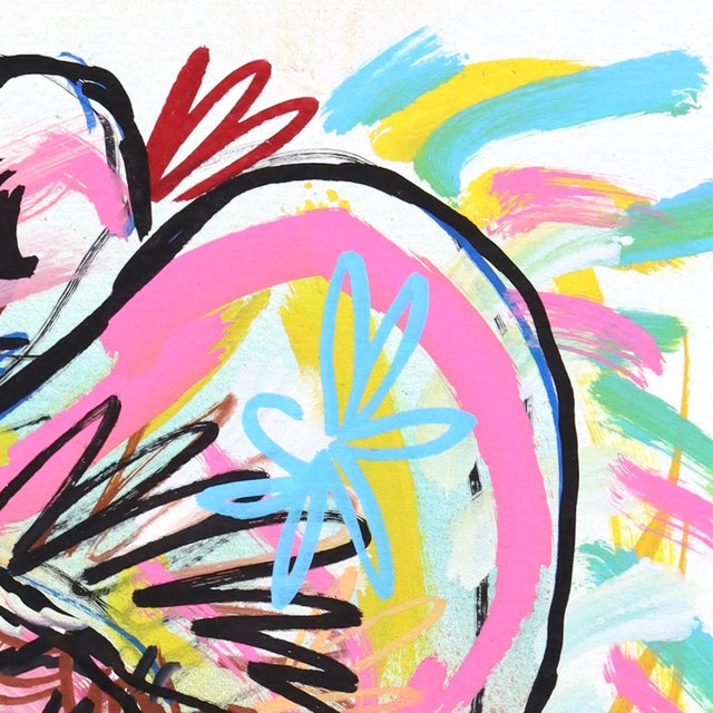 Abstract Wild Heart - Original Western Heart Acrylic Painting on Paper by Jesse Black For Sale - Image 3 of 6