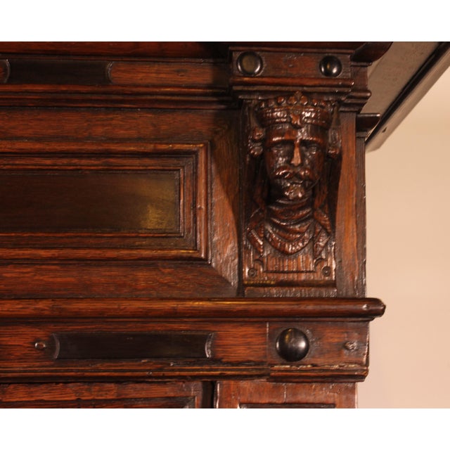 Antique Dutch Four-Door Buffet in Oak and Ebony, 1600s For Sale - Image 10 of 15