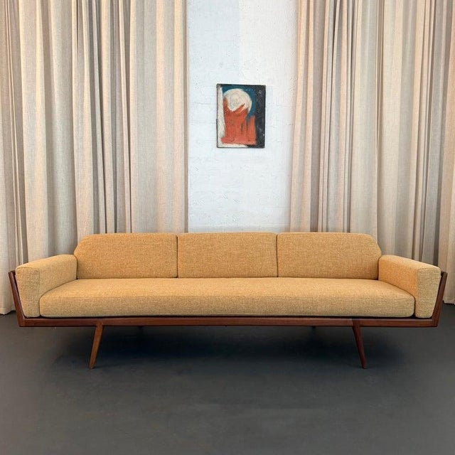 Mid-Century Modern Mid-Century Modern Walnut "Rail Back" Sofa by Mel Smilow for Smilow-Thiell For Sale - Image 3 of 16