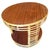 1950s Restored Mid-Century Two Tier Round Stick Reed Rattan Coffee Table With Mahogany Top For Sale - Image 5 of 8