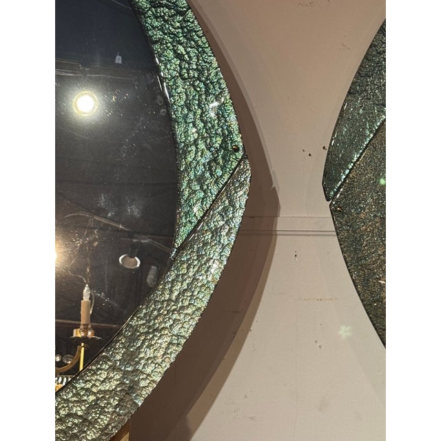 Early 21st Century Pair of Modernist Murano Mirrors in Fontana Green For Sale - Image 5 of 6