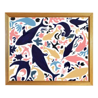 Matisse Inspired Shapes and Animals Modern Oil Painting by Alexandra Swistak For Sale