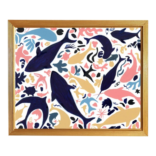 Matisse Inspired Shapes and Animals Modern Oil Painting by Alexandra Swistak For Sale