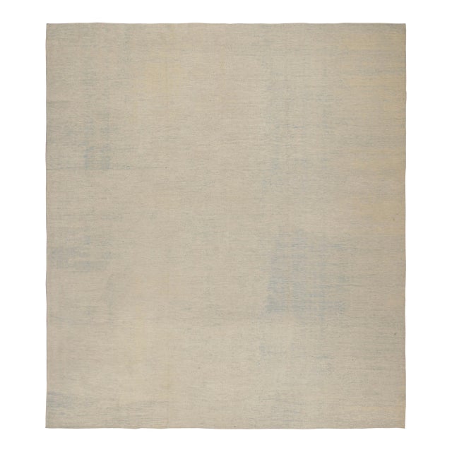 Contemporary Rug & Kilim’s Contemporary Solid Rug in Beige and Blue For Sale - Image 3 of 7