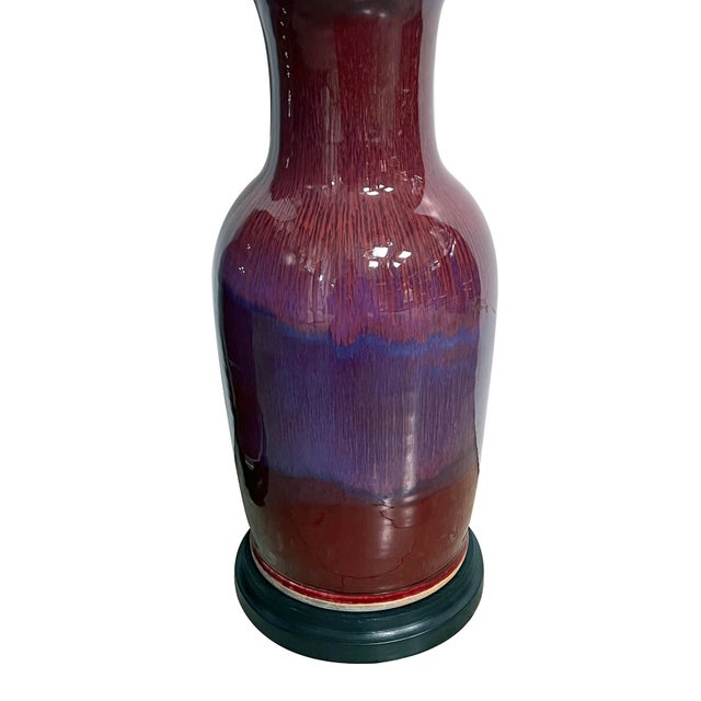 Imposing Pair of Chinese Oxblood Glazed Porcelain Lamps For Sale In San Francisco - Image 6 of 9
