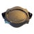 Global Views Hammered Nickel Oval Tray With Black Leather Handles & Ball Feet For Sale