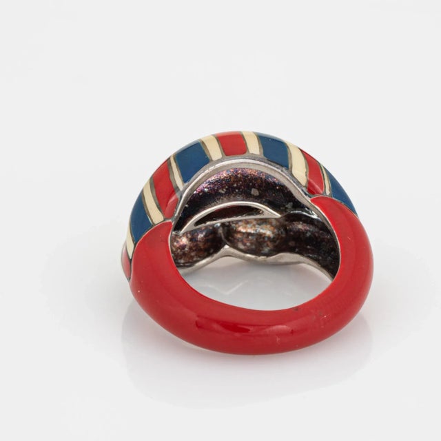 Early 21st Century Solange Azagury Partridge Union Jack Hot Lips Ring 5.5 Sterling Silver size 5.5 For Sale - Image 5 of 7