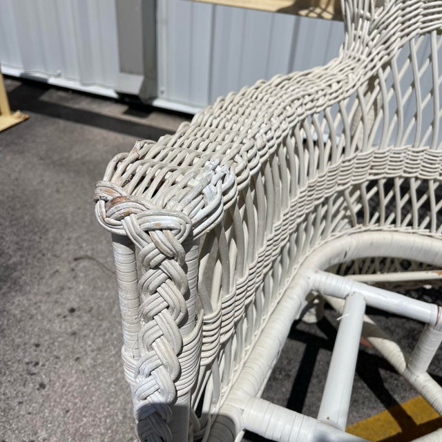 20th Century Woven Wicker Wingback Peacock Chair For Sale - Image 11 of 12