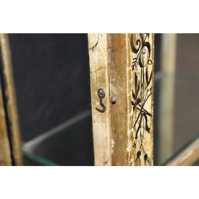 Wood Antique Directoire Style Paint Decorated Wall Vitrine Display Cabinet For Sale - Image 7 of 12