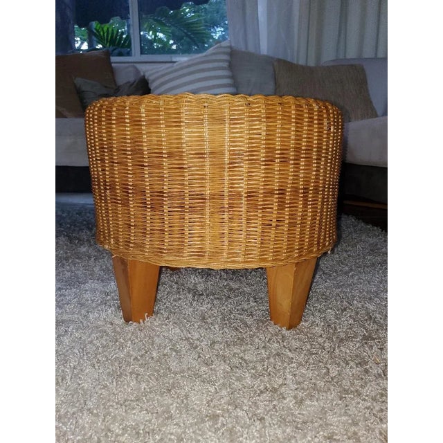 Round Rattan Ottoman, Vintage For Sale - Image 11 of 11